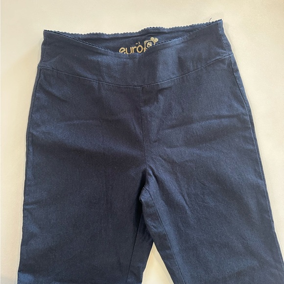 Euro Womens Sz 8 The Culture Pull On Scalloped Waist Straight Leg Pants Trousers - Picture 2 of 9